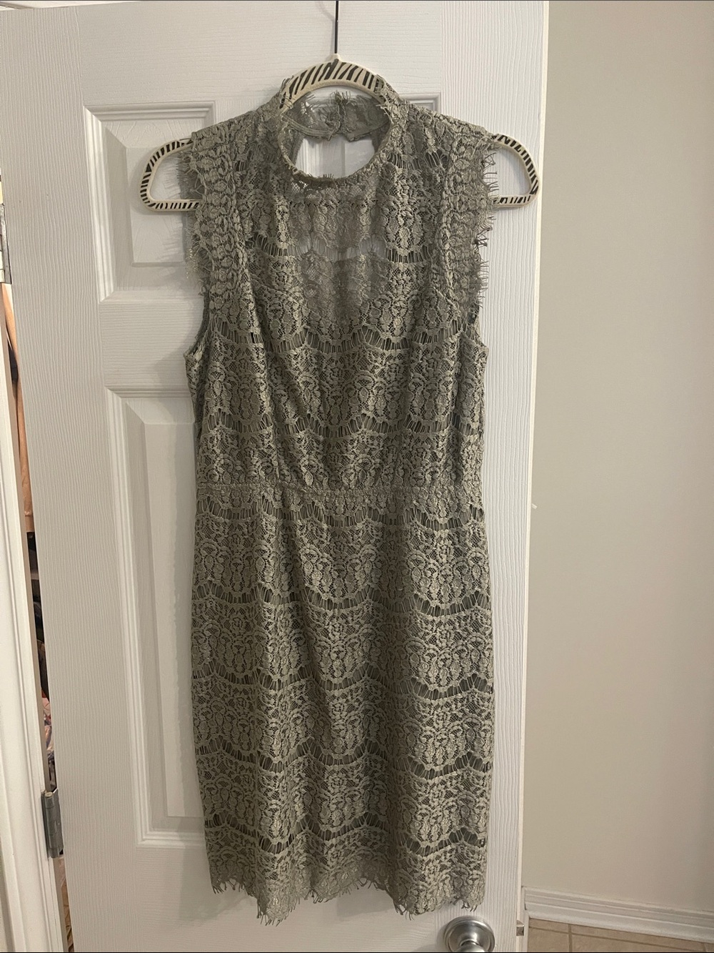 Sleeveless Lace Midi Dress in Olive Green